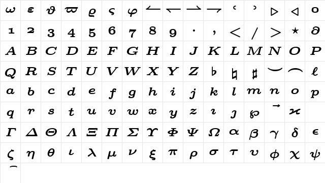 cmmib6 Regular  glyph index