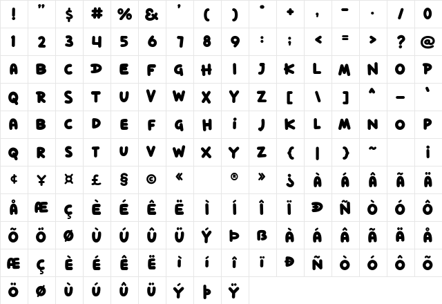 Dilo World Regular  glyph index