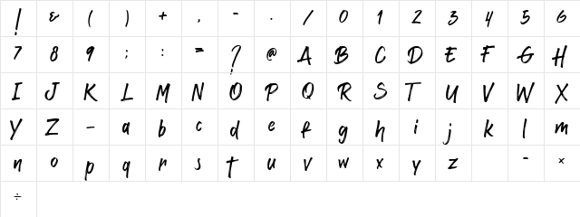 RedRock Regular  glyph index