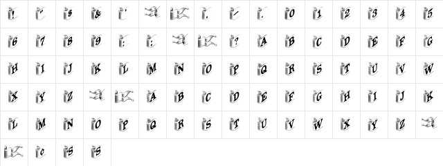 Davys-Ribbons Regular  glyph index
