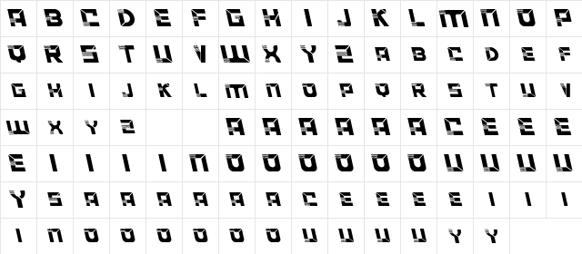 ACCELERARE Demo Leftalic Regular  glyph index