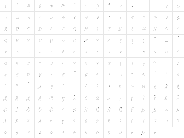 GengisKahnOutline Italic  glyph index