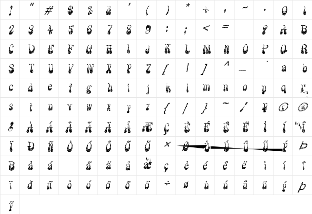 FZ JAZZY 17 CRACKED ITALIC Normal  glyph index