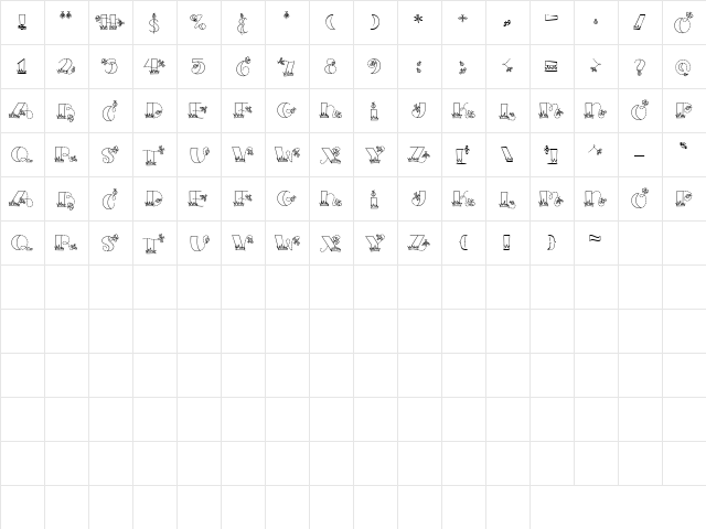 CK June Bugs Regular  glyph index