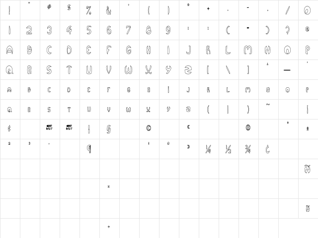 Qurve Hollow Thin Regular  glyph index