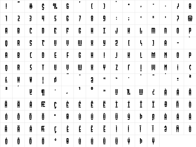 Peace & Houston Laser Regular  glyph index