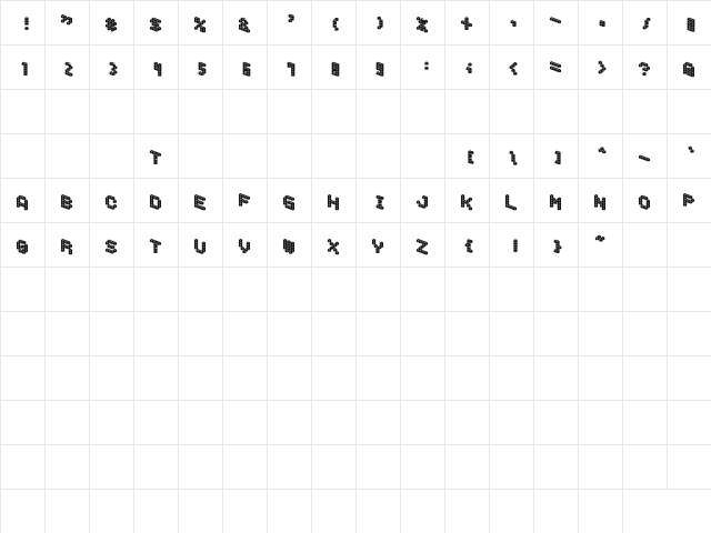 DemonCubicBlockFont Tile Regular  glyph index