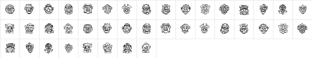 FE 20 Faces Regular  glyph index