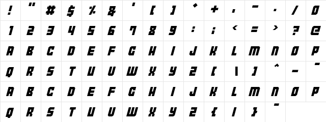 Tokyo 2097 Regular  glyph index