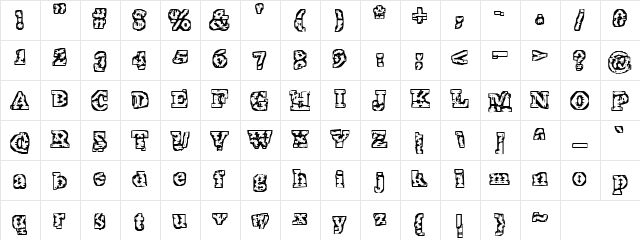 The Interzone Regular  glyph index