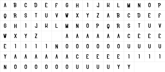 Bitter Space Demo Bold  glyph index