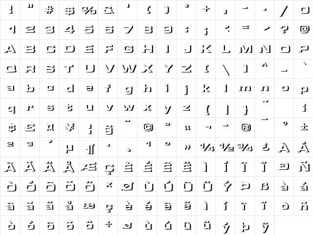 MicrogrammaOnlShaDBolExt Regular  glyph index