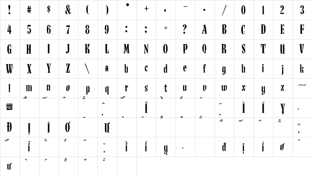 VfFree41 Regular  glyph index