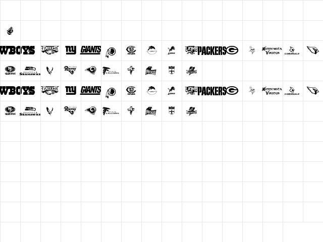 NFC Regular  glyph index