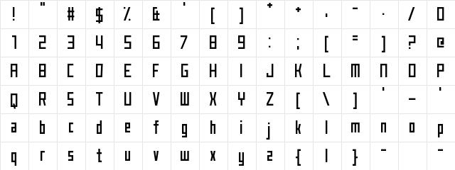 Just My Type Regular  glyph index