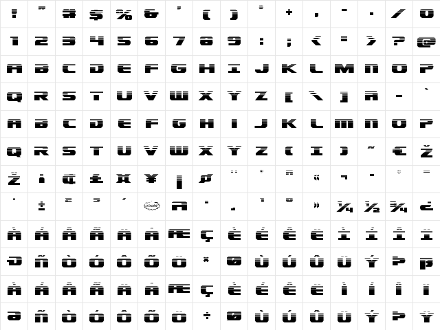 Dekaranger Halftone Regular  glyph index