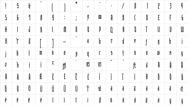 DeccoModern-NormalA Normal  glyph index