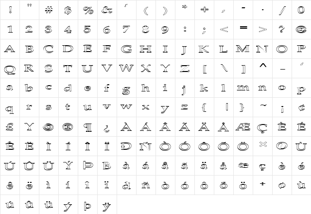 FZ ROMAN 21 HOLLOW EX Normal  glyph index