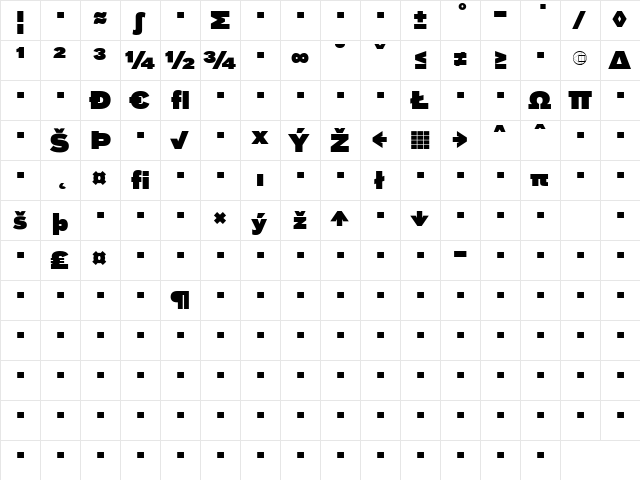 BauLF-SuperExpert Regular  glyph index