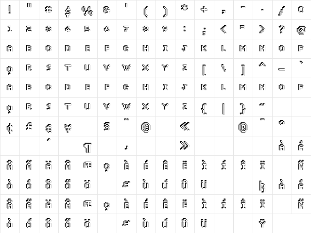 Dopil Regular  glyph index