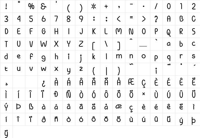 Pippi BV Color Fill  glyph index
