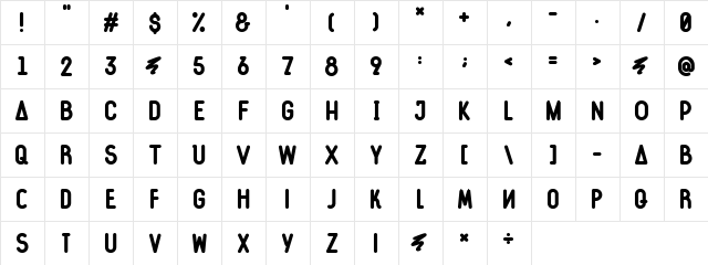 The First Font DEMO Regular  glyph index