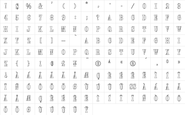 Juniper-Normal Hollow Regular  glyph index