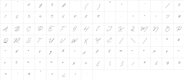 Kimberley Waterfall Regular  glyph index