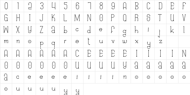 Fafa Yagalo Regular  glyph index