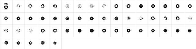 Fluid Spiral Regular  glyph index