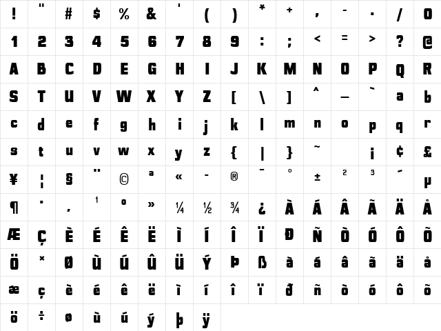 Polyflec Black  glyph index