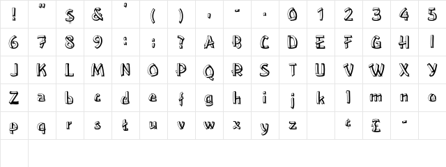 RAYLENE Regular  glyph index