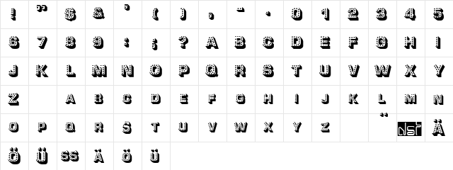 Tonight Regular  glyph index
