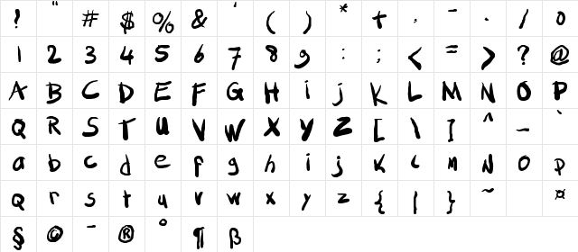 SML FAT MARKER Regular  glyph index