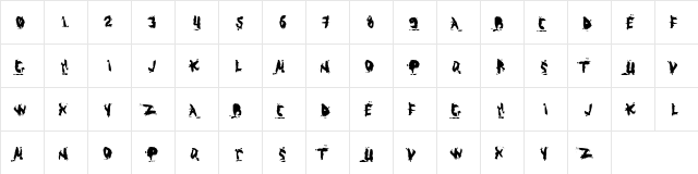 ABUSO Regular  glyph index