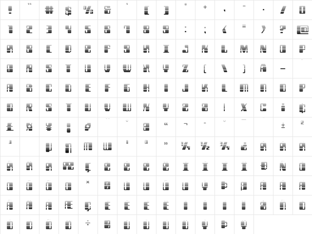 Zyborgs Gradient Regular  glyph index