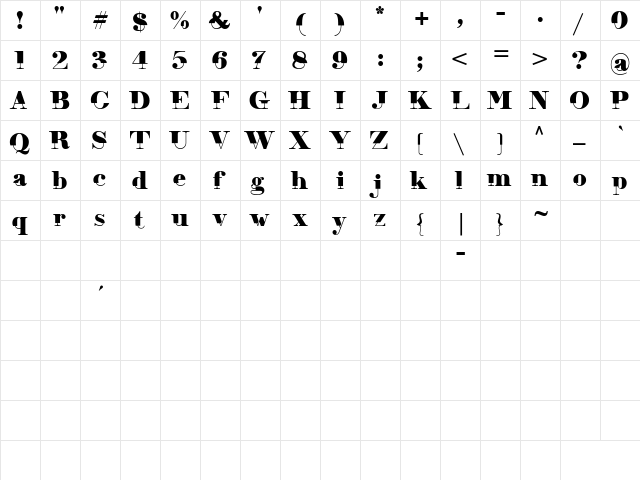 Viyola Regular  glyph index