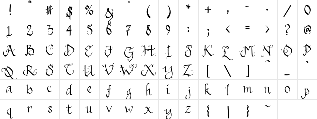 DJ Calli Regular  glyph index