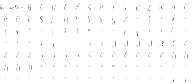 Naibacarte Regular  glyph index