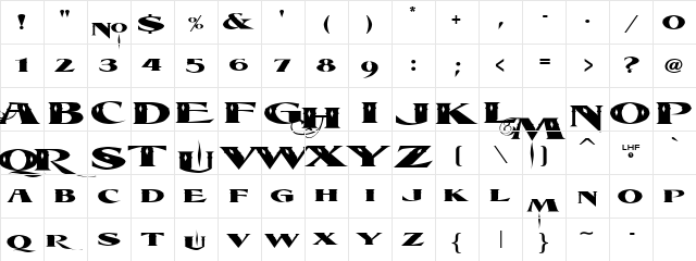 LHF Equinox Regular  glyph index