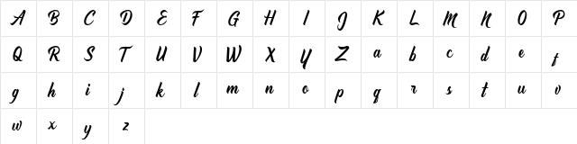 Griseldya Regular  glyph index