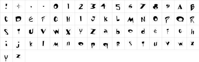 LHF Thick Thin Regular  glyph index