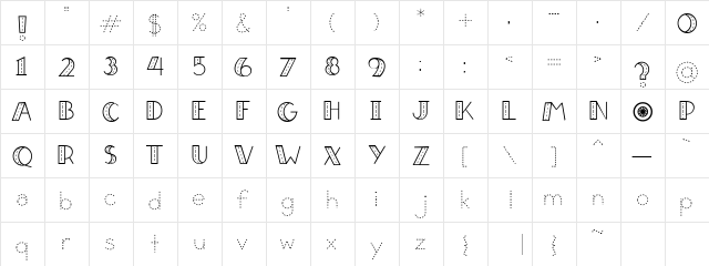 LD Interstate Regular  glyph index