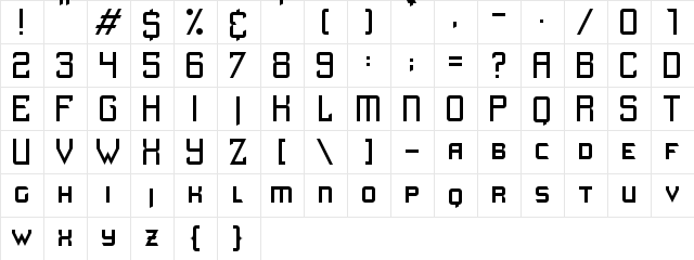 Quick Junky Regular  glyph index