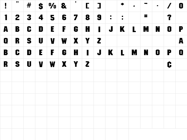 Weapon 6 Regular  glyph index