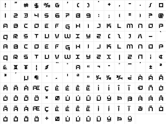 Zero Prime Regular  glyph index