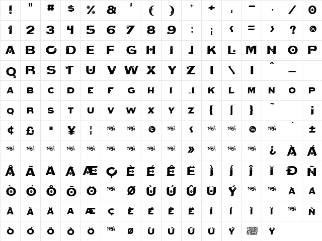 Mystik Orbs Regular  glyph index