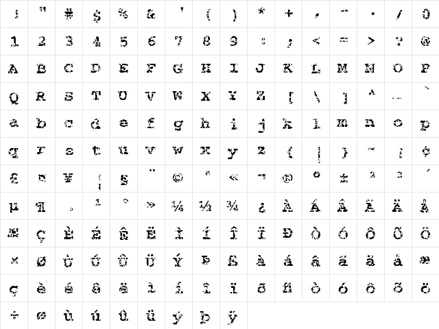 FZ BASIC 54 HOLEY Normal  glyph index