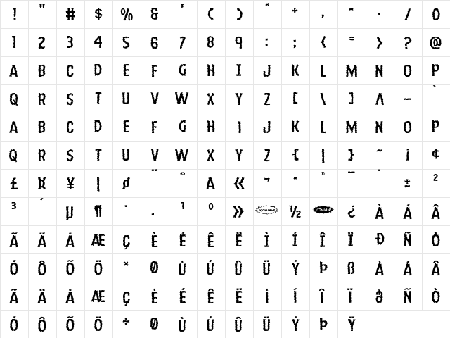 Ampire Expanded Expanded  glyph index