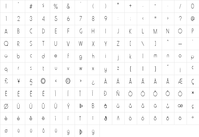 FZ BASIC 20 COND Normal  glyph index